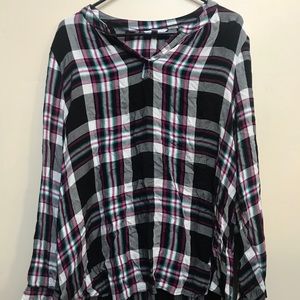 plaid v-neck blouse